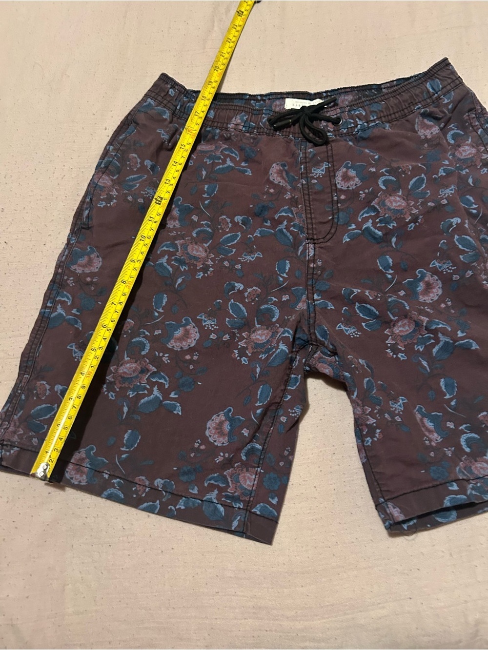 Michael Brandon Brown Floral Swim Shorts with Teal Accents - Picture 3 of 10